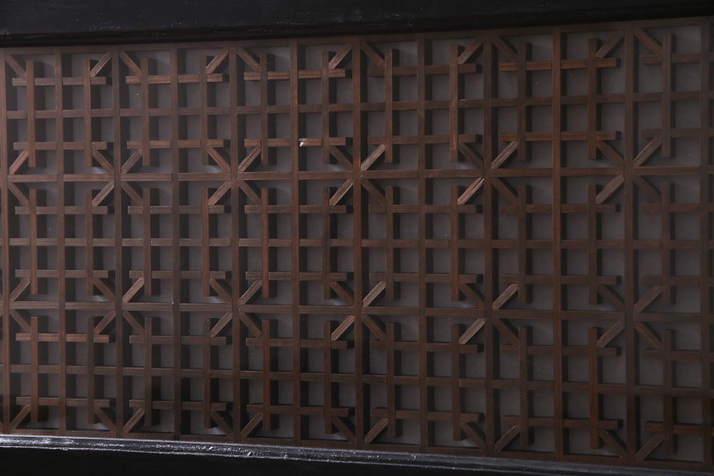 アンティーク照明　ラフジュ工房オリジナル　古建具リメイク　片面ガラス　組子の欄間を使った壁付け照明(ウォールランプ)(R-037623)