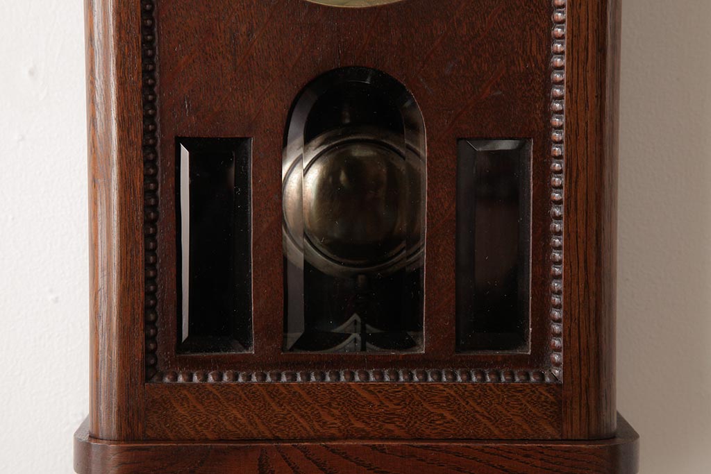 アンティーク雑貨　ドイツ　キンツレ(KIENZLE)　シックな佇まいの手巻き式振り子時計(柱時計、掛け時計、古時計)(R-037641)