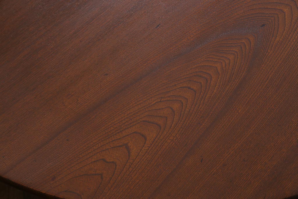 アンティーク家具　昭和レトロ　栓材　懐かしい雰囲気の丸ちゃぶ台(ローテーブル、座卓)(R-037649)