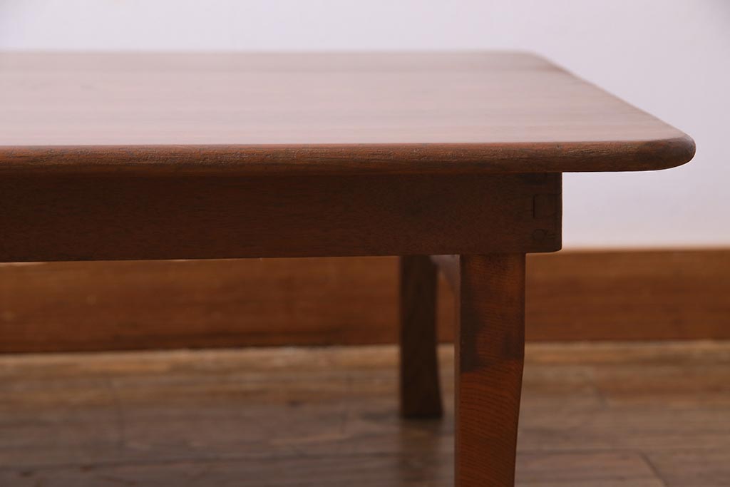 アンティーク家具　和製アンティーク　昭和初期　栓材　ぬくもりを感じるレトロな角ちゃぶ台(座卓、ローテーブル、花台)(R-037650)