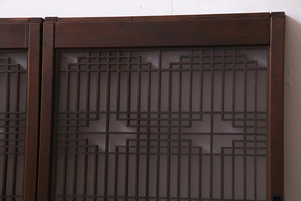 ラフジュ工房オリジナル　アンティーク建具リメイク　和の風情漂う重ね戸棚(書院戸、組子、キャビネット)(R-037653)
