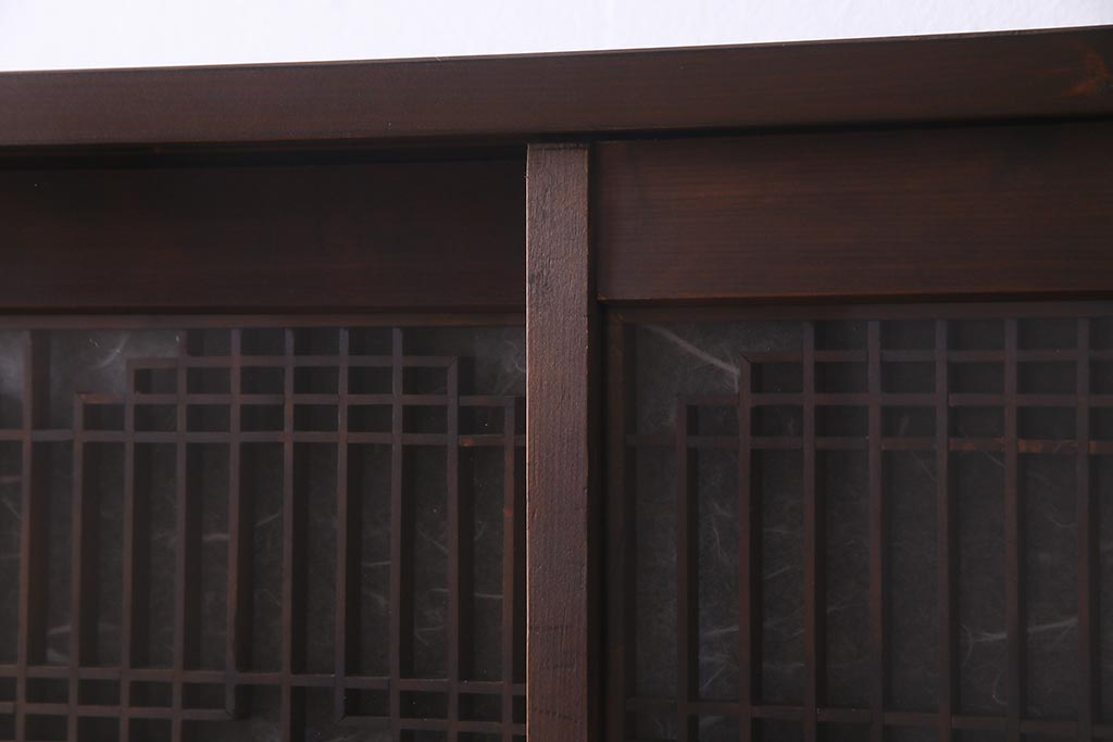 ラフジュ工房オリジナル　アンティーク建具リメイク　和の風情漂う重ね戸棚(書院戸、組子、キャビネット)(R-037653)