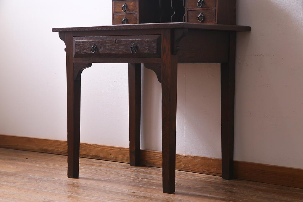 アンティーク家具　イギリスアンティーク　オーク材　クラシカルな雰囲気が魅力のワークデスク(作業台、在宅ワーク、在宅用)(R-037656)