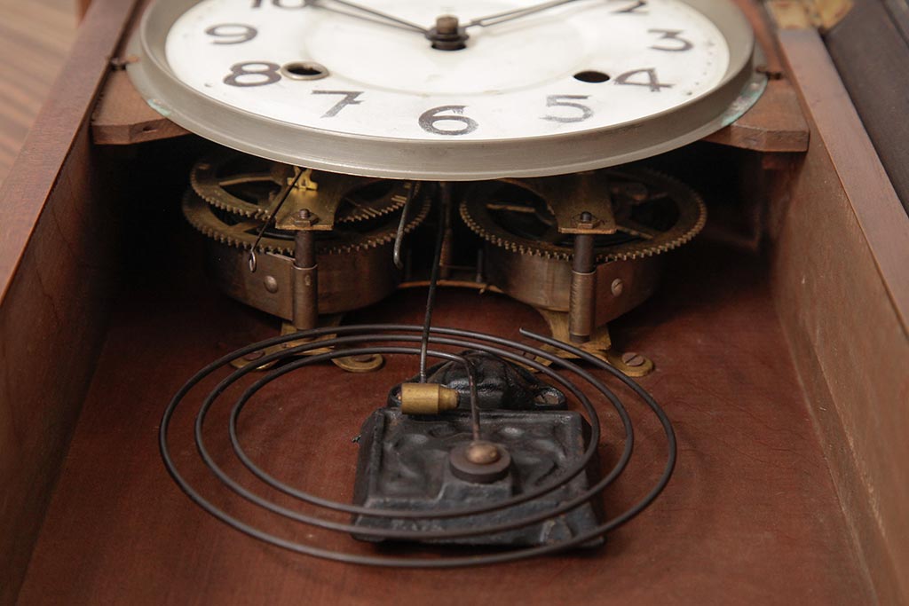 アンティーク雑貨　トレードマークSY　鈴木芳太郎製　手巻き　クラシカルなゼンマイ式振り子時計(掛時計、柱時計)(R-037667)