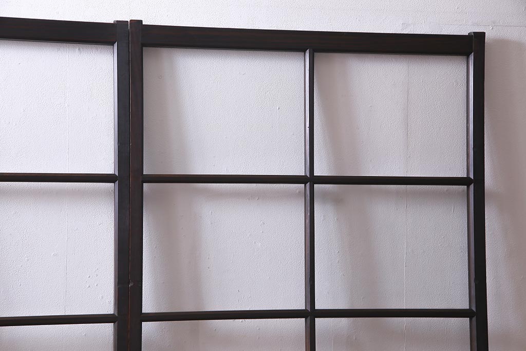 アンティーク家具　昭和初期　シックなインテリアと相性の良いガラス戸2枚セット(引き戸、建具)(R-037672)