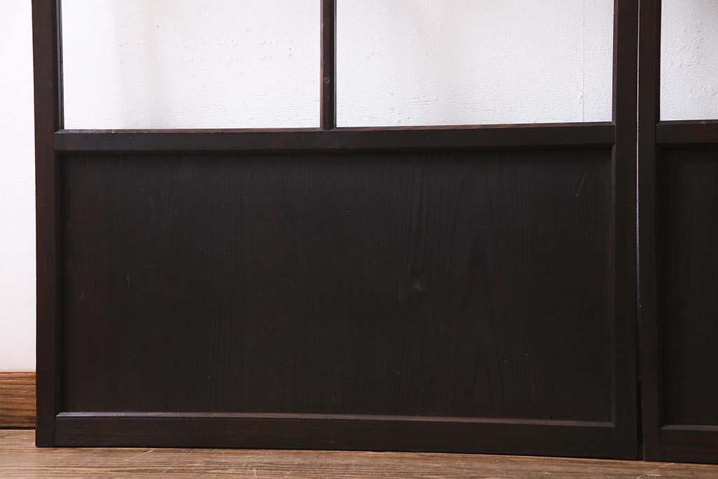 アンティーク家具　昭和初期　シックなインテリアと相性の良いガラス戸2枚セット(引き戸、建具)(R-037672)