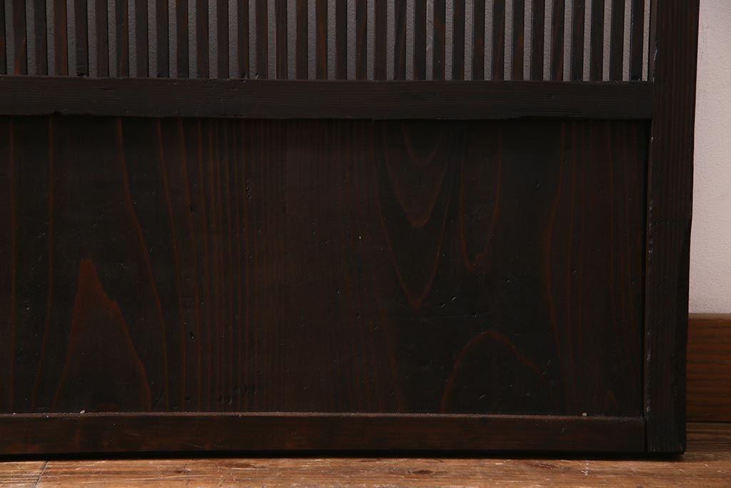 アンティーク建具　当店オリジナルガラス　レトロシックな格子戸2枚セット(建具、引き戸、ガラス帯戸)(R-037674)