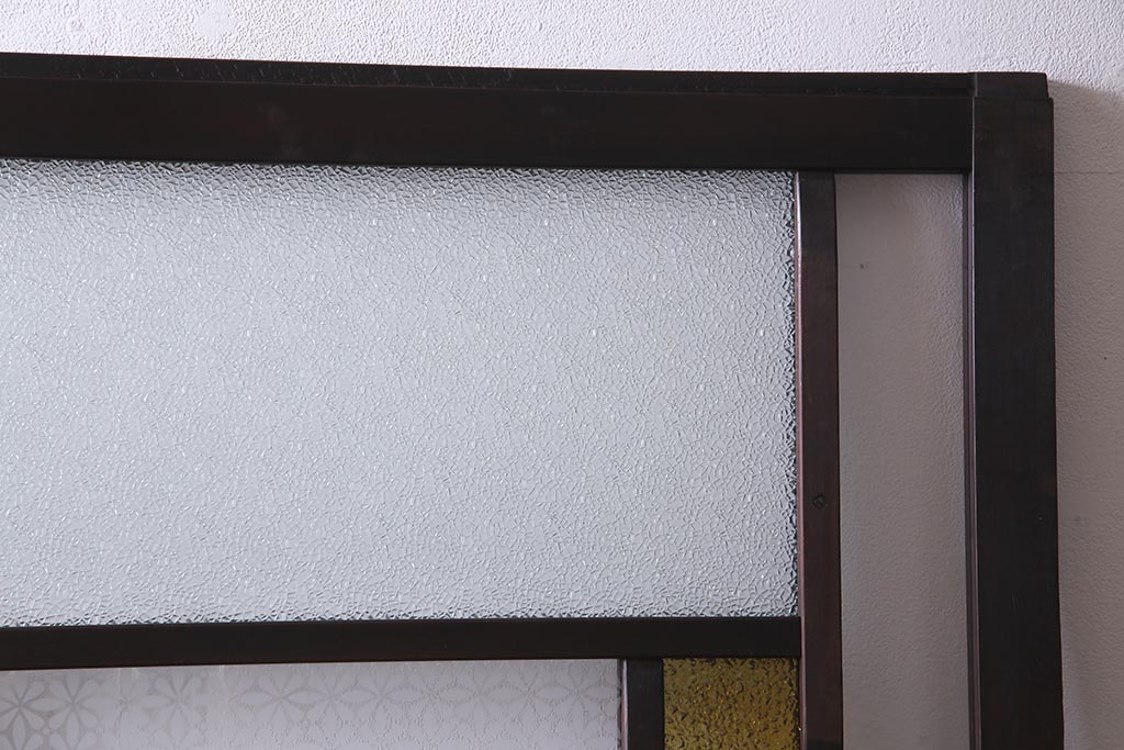 アンティーク建具　当時物色ガラス入り　レトロモダンな引き戸1枚(建具、ガラス戸)(R-037683)