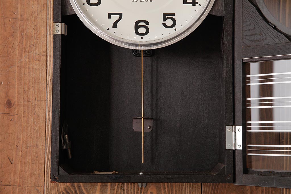 レトロ雑貨　愛知時計電機(アイチ、AICHI)　Super Eight　30DAY　手巻き式柱時計(掛け時計、振り子時計、古時計)(R-037695)