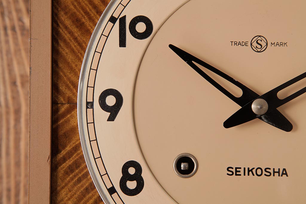 アンティーク雑貨　精工舎(SEIKOSHA、セイコー)　ミッドセンチュリーにぴったりなゼンマイ式柱時計(掛け時計、振り子時計)(R-037697)