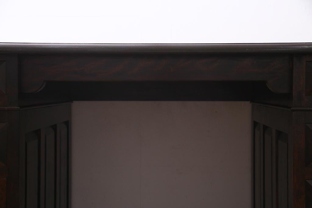 中古　松本民芸家具　シックな色合いが上品なM型両袖机(デスク)(定価62万円)(R-037729)