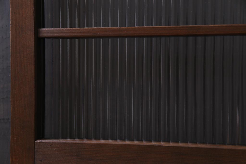 アンティーク建具　銀モールガラス　レトロであたたかみのあるガラス戸2枚セット(引き戸)(R-037737)