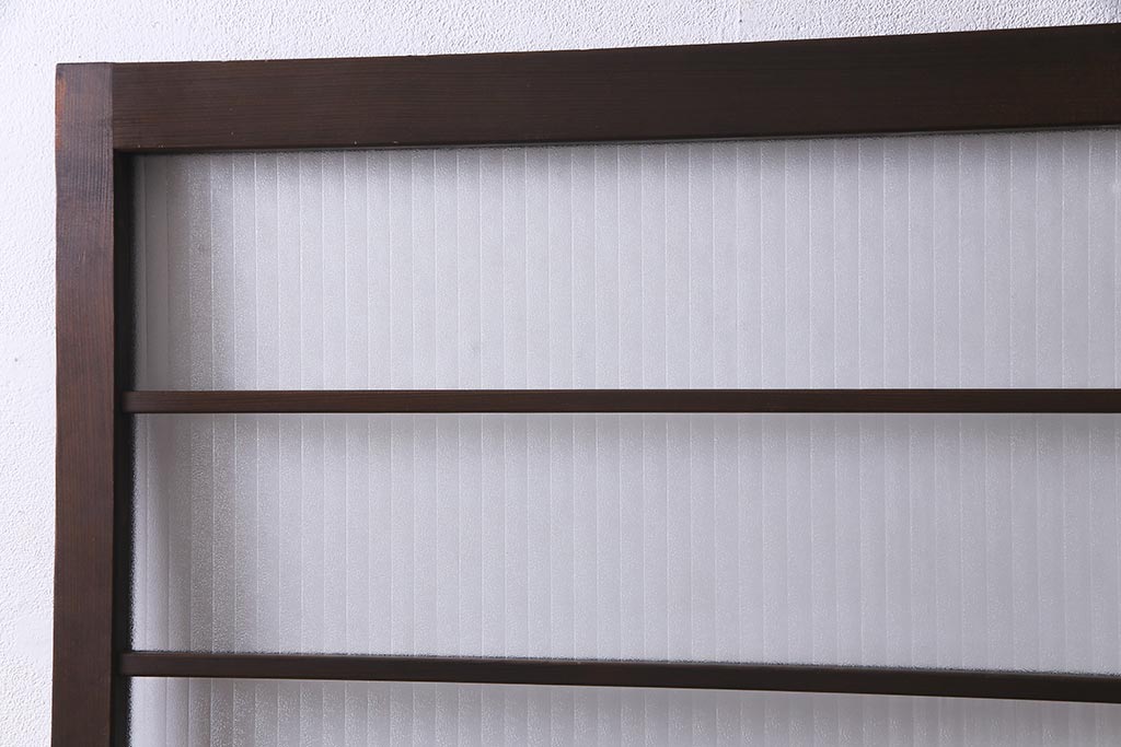 アンティーク建具　銀モールガラス　レトロであたたかみのあるガラス戸2枚セット(引き戸)(R-037737)
