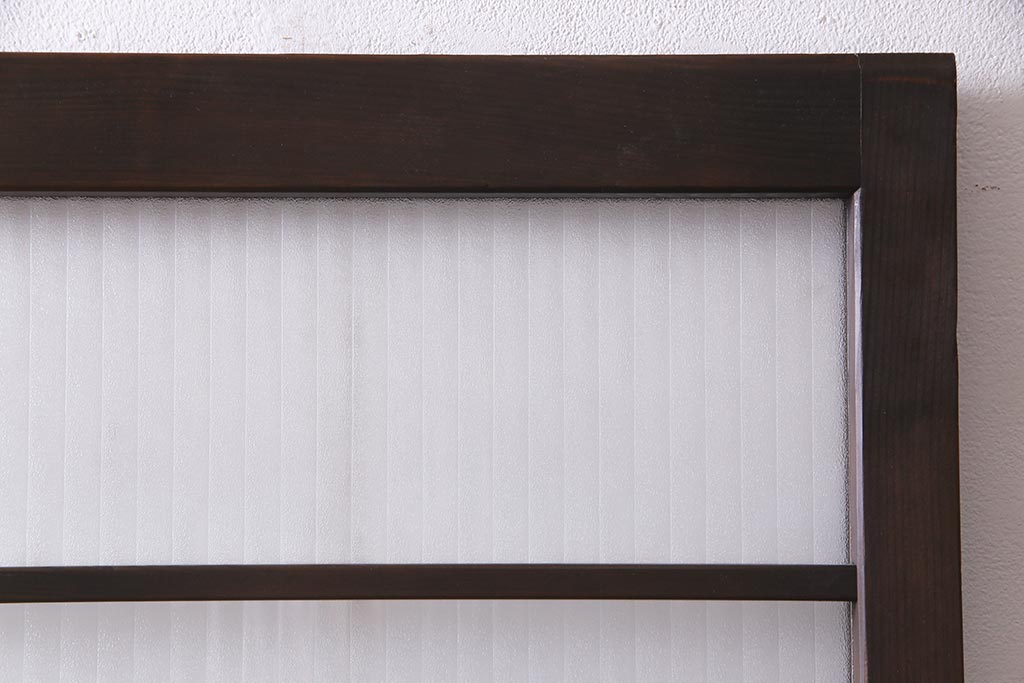 アンティーク建具　銀モールガラス　レトロであたたかみのあるガラス戸2枚セット(引き戸)(R-037737)