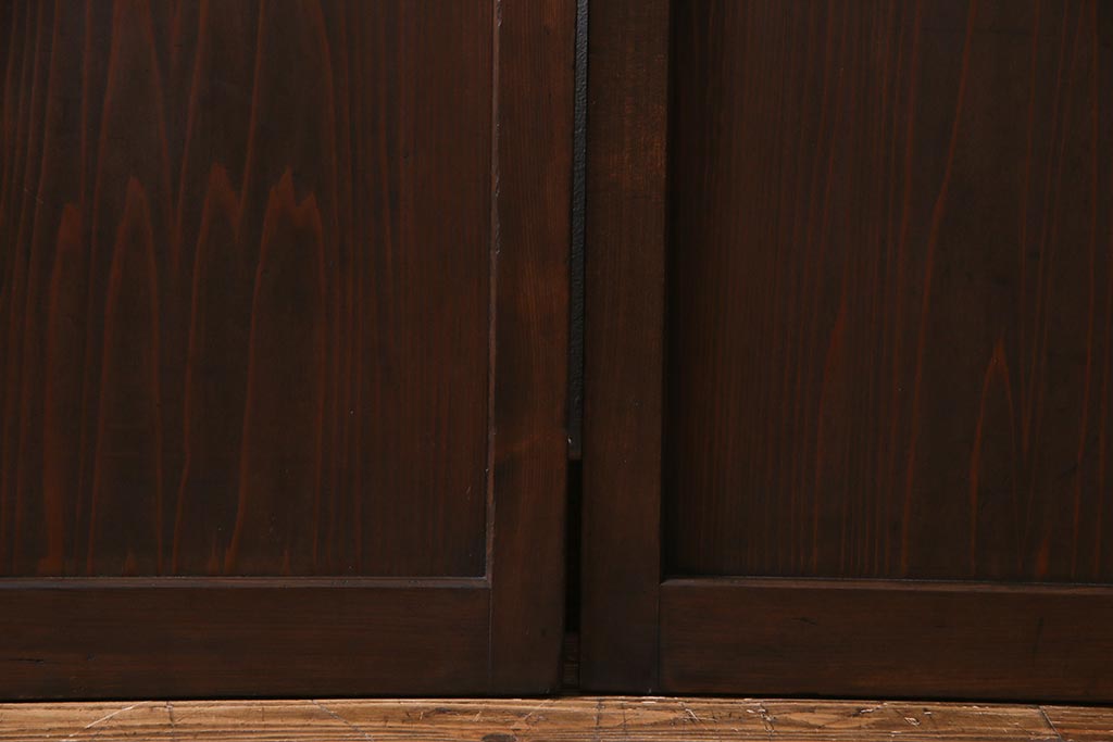 アンティーク建具　銀モールガラス　レトロであたたかみのあるガラス戸2枚セット(引き戸)(R-037737)