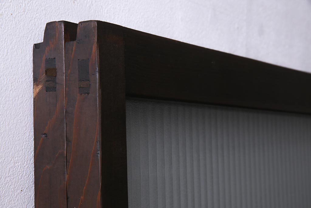 アンティーク建具　銀モールガラス　レトロであたたかみのあるガラス戸2枚セット(引き戸)(R-037737)