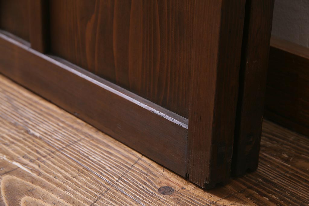 アンティーク建具　銀モールガラス　レトロであたたかみのあるガラス戸2枚セット(引き戸)(R-037737)