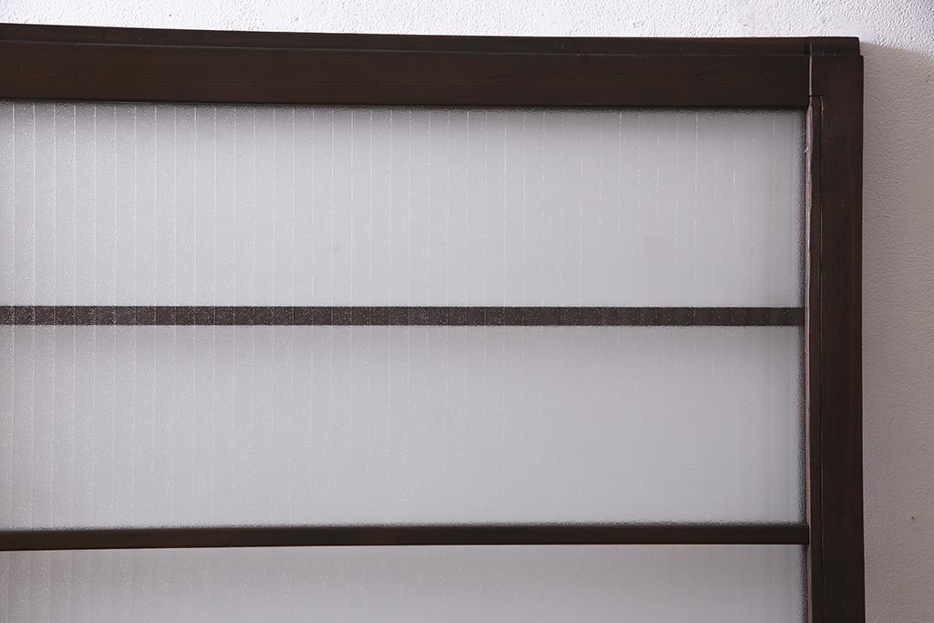 アンティーク建具　銀モールガラス　レトロであたたかみのあるガラス戸2枚セット(引き戸)(R-037737)