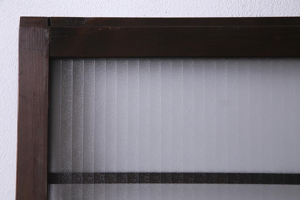 アンティーク建具　銀モールガラス　レトロであたたかみのあるガラス戸2枚セット(引き戸)(R-037737)