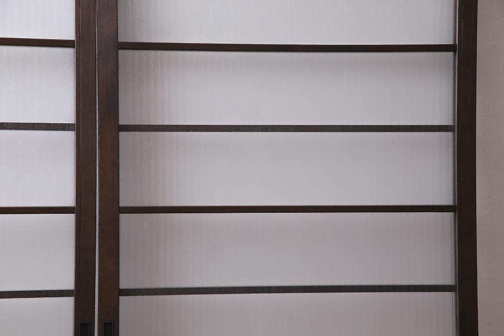 アンティーク建具　銀モールガラス　レトロであたたかみのあるガラス戸2枚セット(引き戸)(R-037737)