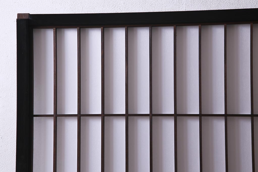 アンティーク建具 腰板ケヤキ材 黒い縁取りが格好良い障子戸2枚セット 引き戸 R ラフジュ工房