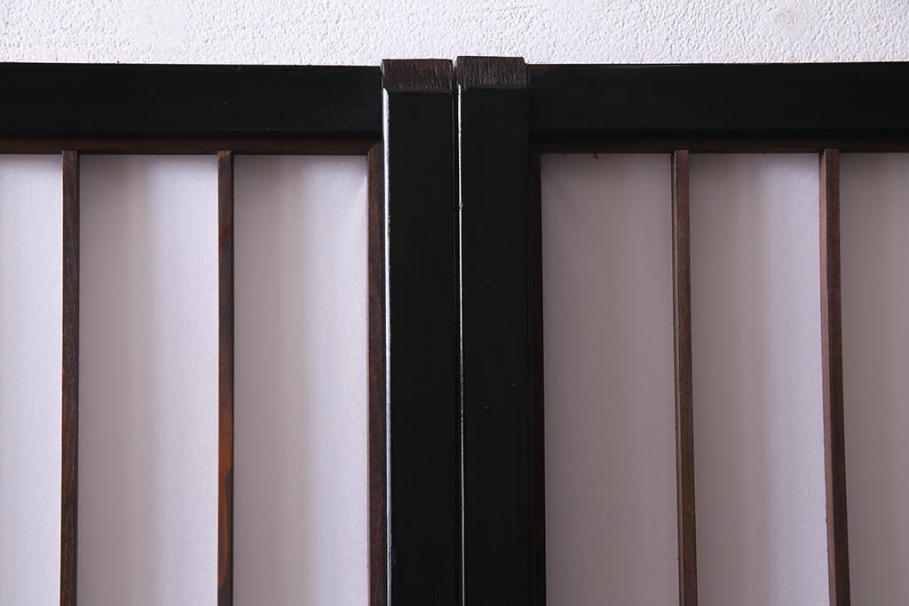 アンティーク建具　腰板ケヤキ材　黒い縁取りが格好良い障子戸2枚セット(引き戸)(R-037741)