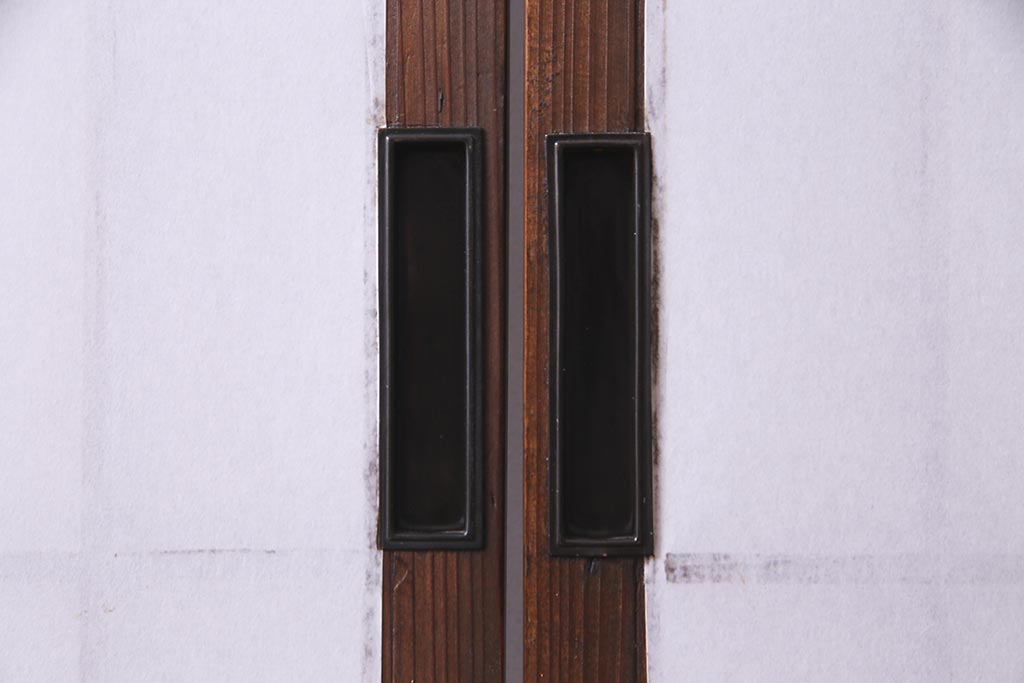 アンティーク建具　和製アンティーク　昭和初期　和の趣たっぷりのガラス入り縦額障子戸4枚セット(引き戸、格子戸、建具)(R-037742)
