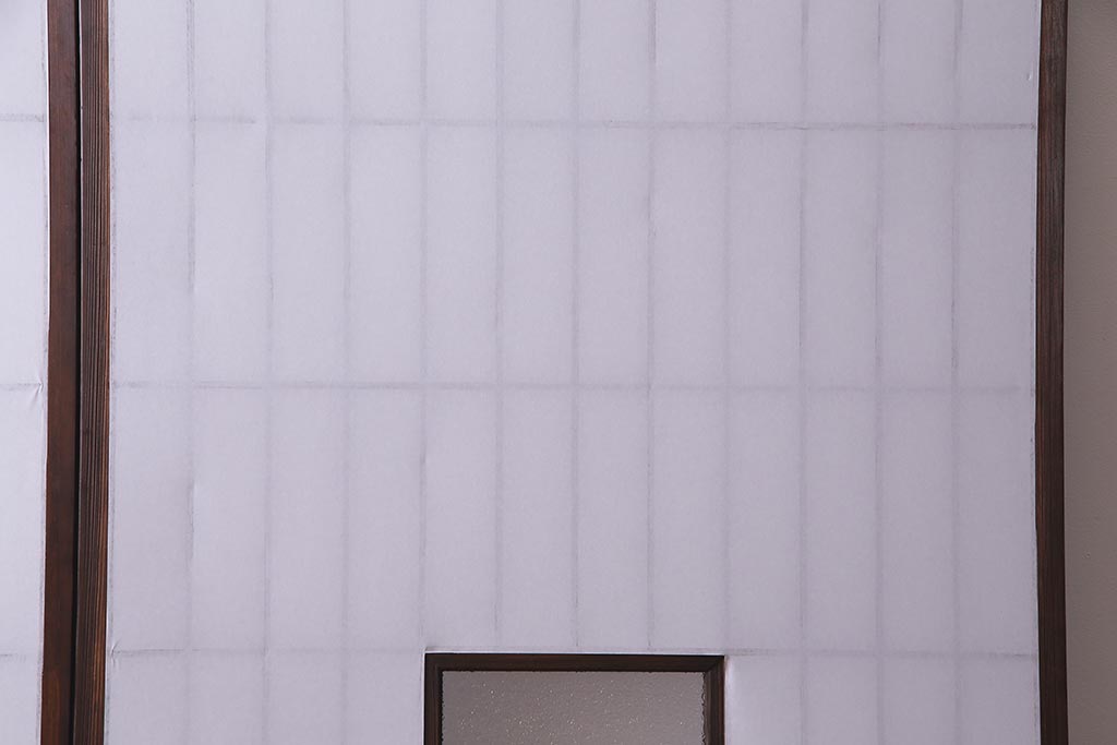 アンティーク建具　和製アンティーク　昭和初期　ダイヤガラス　和の趣たっぷりのダイヤガラス入り縦額障子戸2枚セット(引き戸、格子戸、建具)(R-037743)
