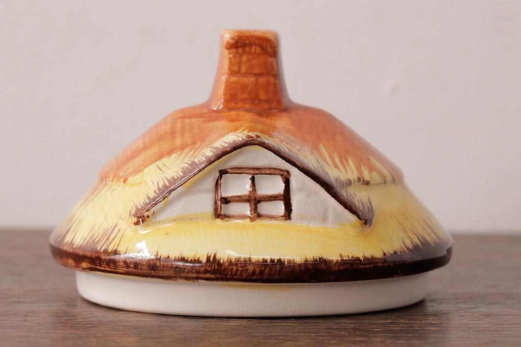 ヴィンテージ雑貨　イギリス　Price & Kensington(プライス&ケンジントン)　Cottage Ware　ビスケットポット(ジャー、小物入れ、ビンテージ)(R-037789)