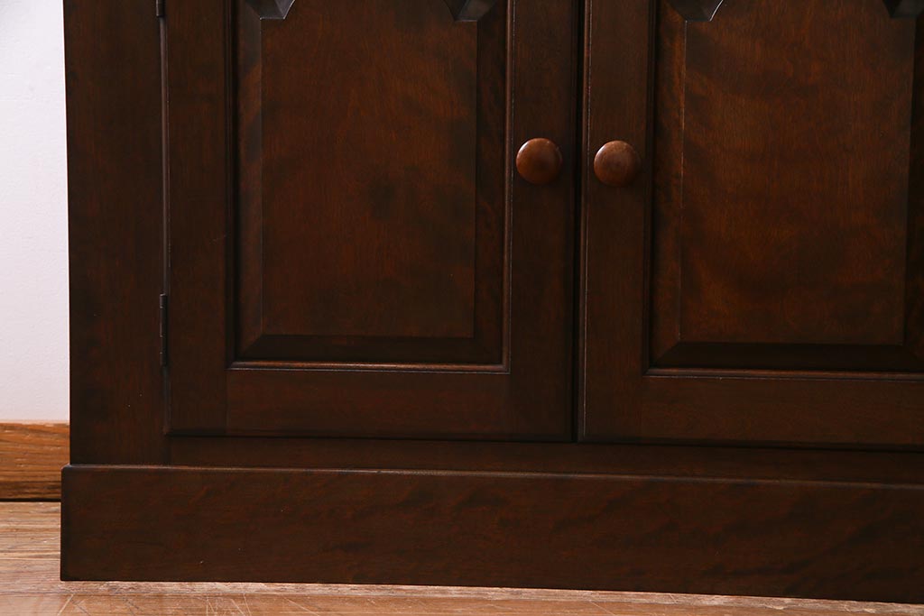 中古　松本民芸家具　特注品!F型食器棚　和洋折衷スタイルにおすすめの食器棚(カップボード、キャビネット、収納棚)(R-037817)