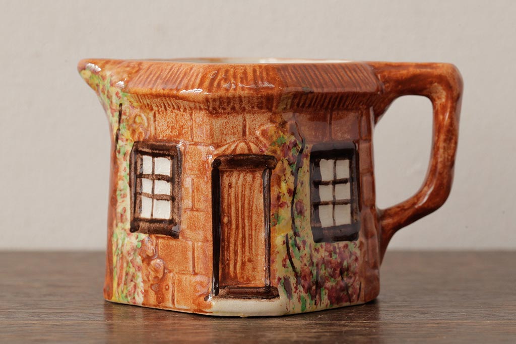 ヴィンテージ雑貨　イギリス　Keele St. Pottery(KSP)　COTTAGEWARE(コテージウェア)　ミルクジャグ&シュガーポット(クリーマー、ビンテージ)(R-037820)