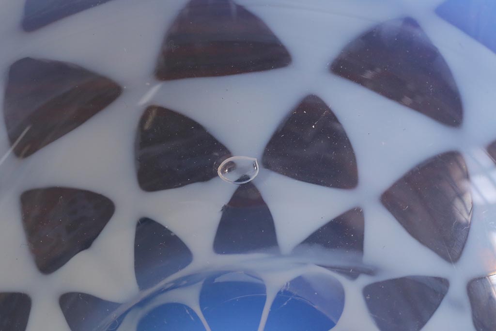 アンティーク雑貨　大正期　乳白鱗紋エナメル脚　碗形氷コップ(R-037830)