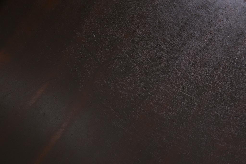 レトロ家具　和製アンティーク　鎌倉彫りが珍しい丸ちゃぶ台(折り畳み式テーブル、ローテーブル、座卓)(R-037833)