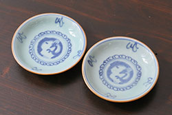 大日本米禽製　鯉の図　染付湯呑7客セット(茶道具、和食器)(R-052851)