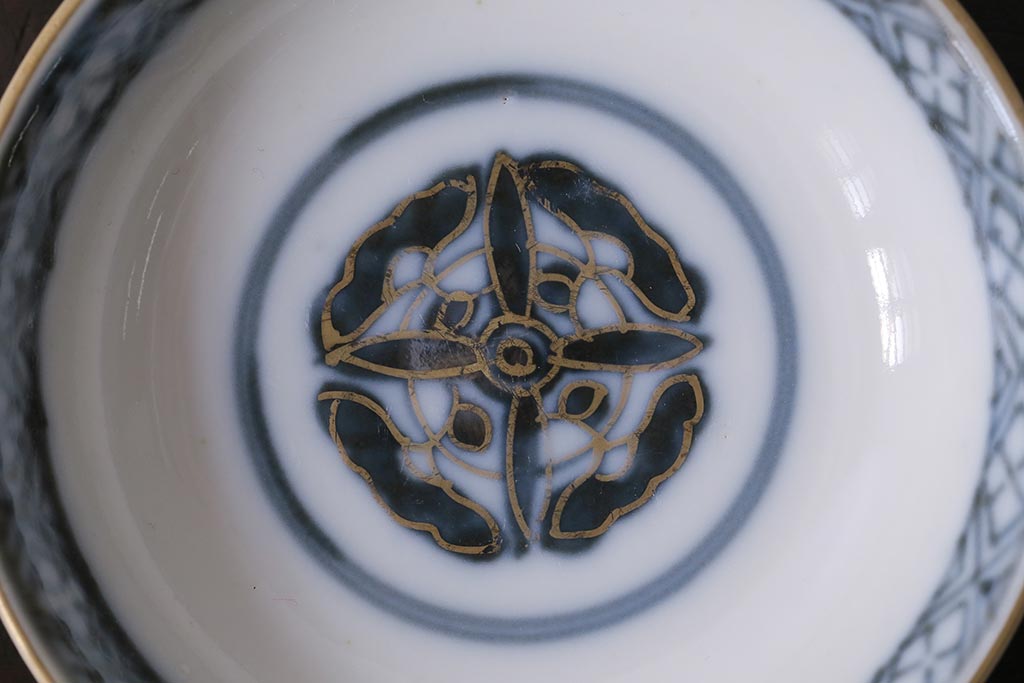 アンティーク雑貨　江戸期　色絵蓋付茶碗3個(伊万里)(R-037873)