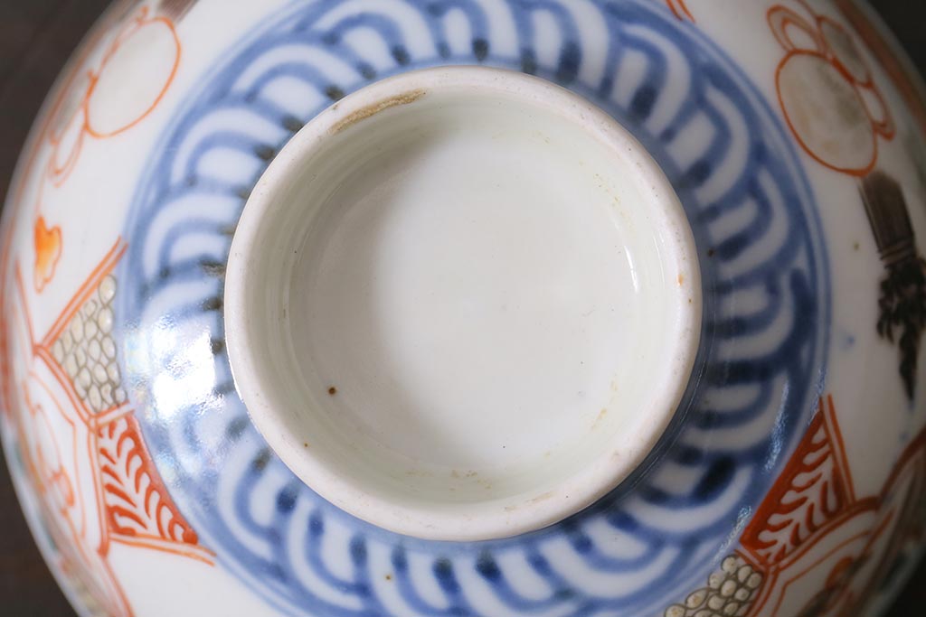 アンティーク雑貨　江戸期　色絵蓋付茶碗2個(伊万里)(R-037876)