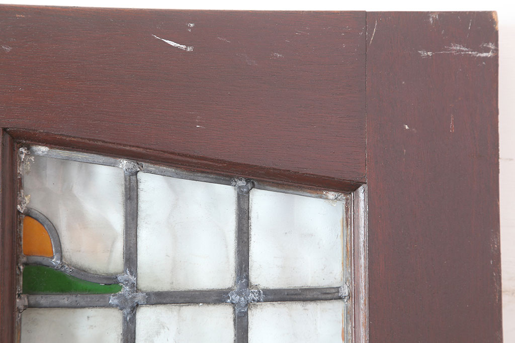 アンティーク建具　イギリスアンティーク　ステンドグラスがおしゃれな木製ドア(扉、建具)(R-037888)