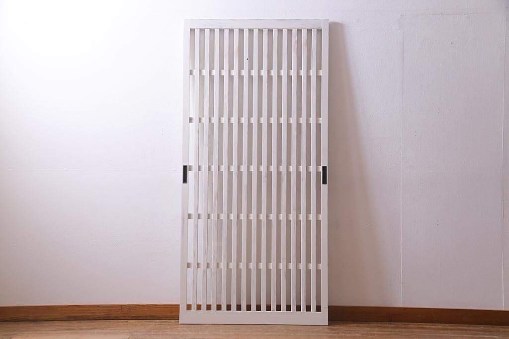 アンティーク建具 ホワイトペイントが爽やかな荒格子戸1枚
