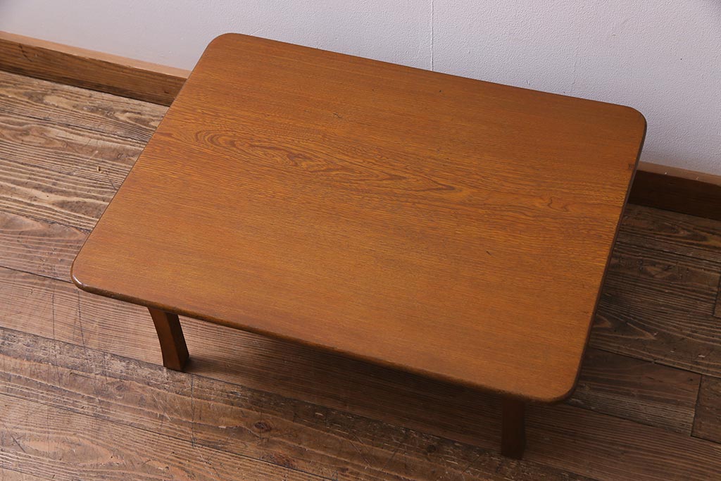 アンティーク家具　和製アンティーク　昭和初期　栓材　温かみのある木味の角ちゃぶ台(座卓、ローテーブル)(R-037897)