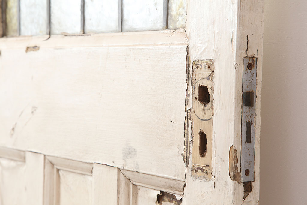 アンティーク建具　イギリスアンティーク　ステンドグラスがおしゃれな木製ドア(扉、建具)(R-037945)
