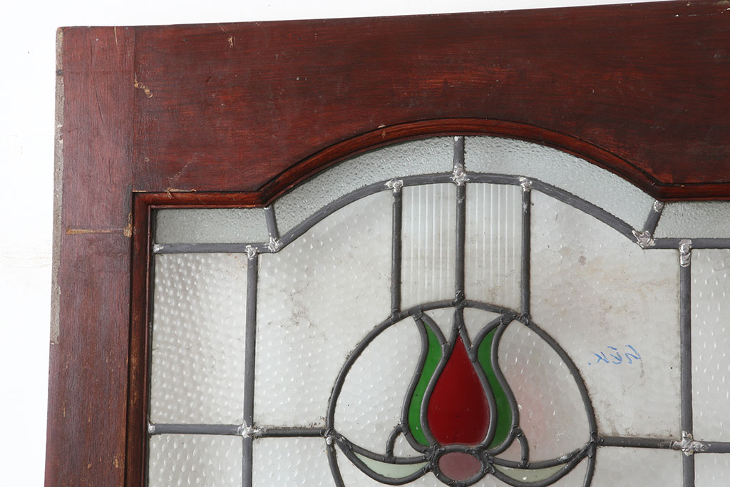 アンティーク建具　イギリスアンティーク　ステンドグラスがおしゃれな木製ドア(扉、建具)(R-037948)