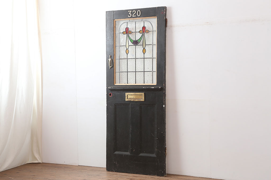 アンティーク建具　イギリスアンティーク　ナンバーがポイントの木製ドア(扉、建具)(R-037953)