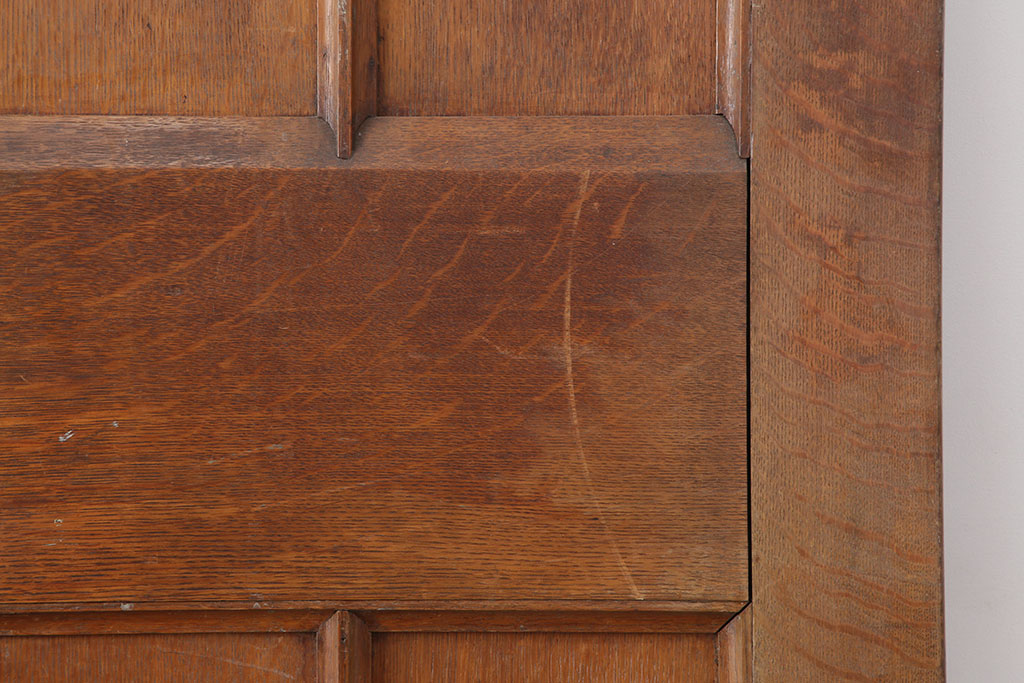 アンティーク建具　フランスアンティーク　オーク材　両開き　パネルのデザインがお洒落な木製ドア一対(扉)(R-037978)