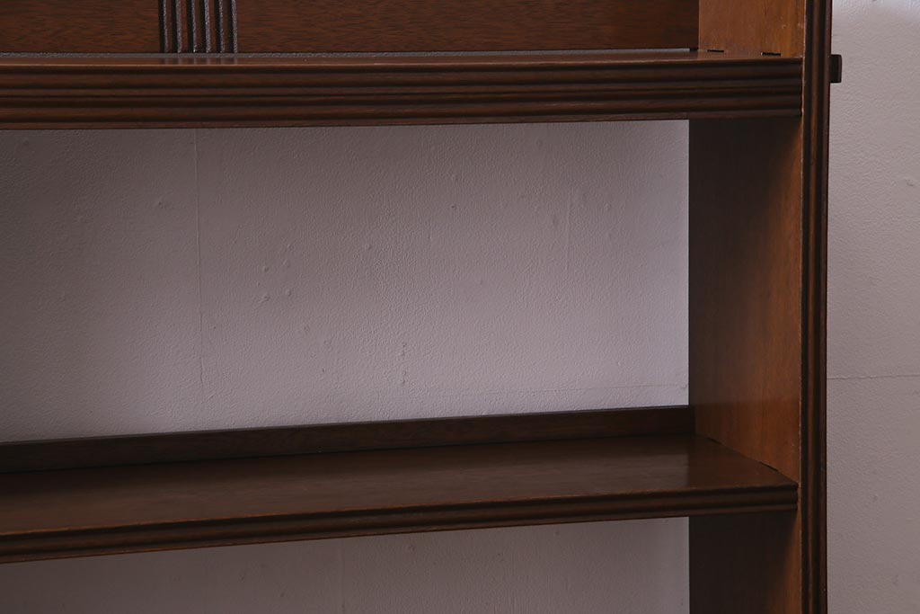 レトロ家具　昭和初期　落ち着いた雰囲気が魅力の楔(くさび)式オープンラック(本棚、飾り棚、収納棚)(R-038000)