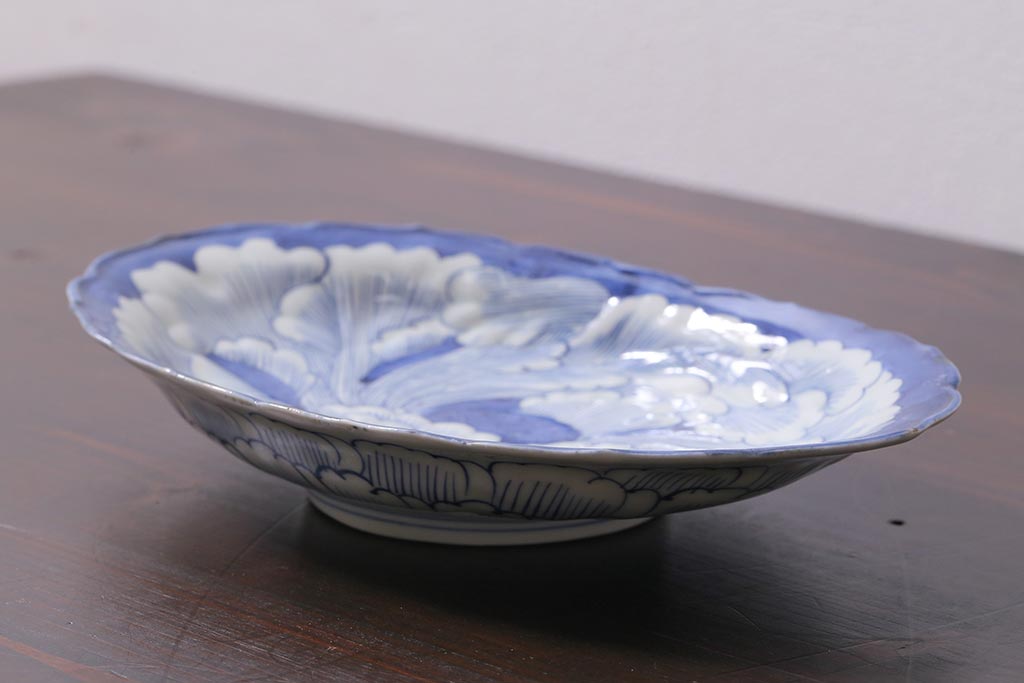 古伊万里 染付 柳に楼閣山水 四方変形皿 - 生活骨董と古布のアンティークショップ antique TANTRA