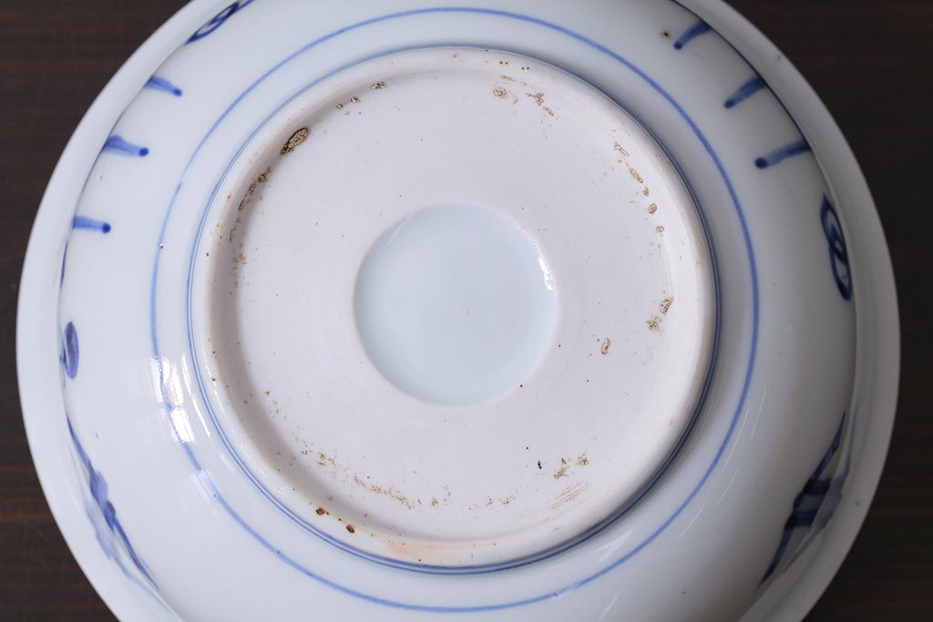 アンティーク雑貨　幕末明治期　伊万里　染付深鉢(深皿、和食器)(R-038024)