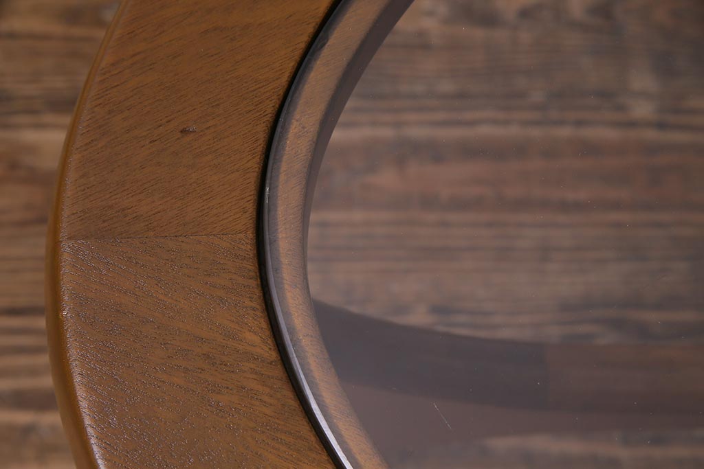 ヴィンテージ家具　Stonehill(ストーンヒル)　ガラストップのオーバル型センターテーブル(コーヒーテーブル、リビングテーブル、ビンテージ)(R-038027)
