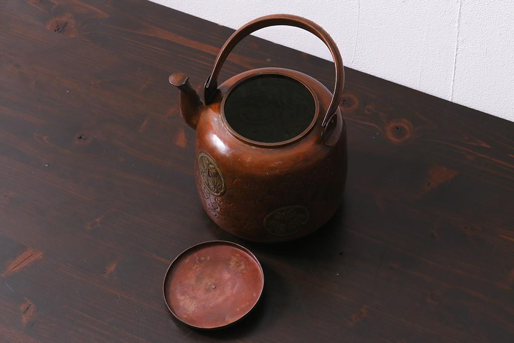 アンティーク雑貨 骨董 明治大正期 葵文(会津三つ葵紋) 銅製