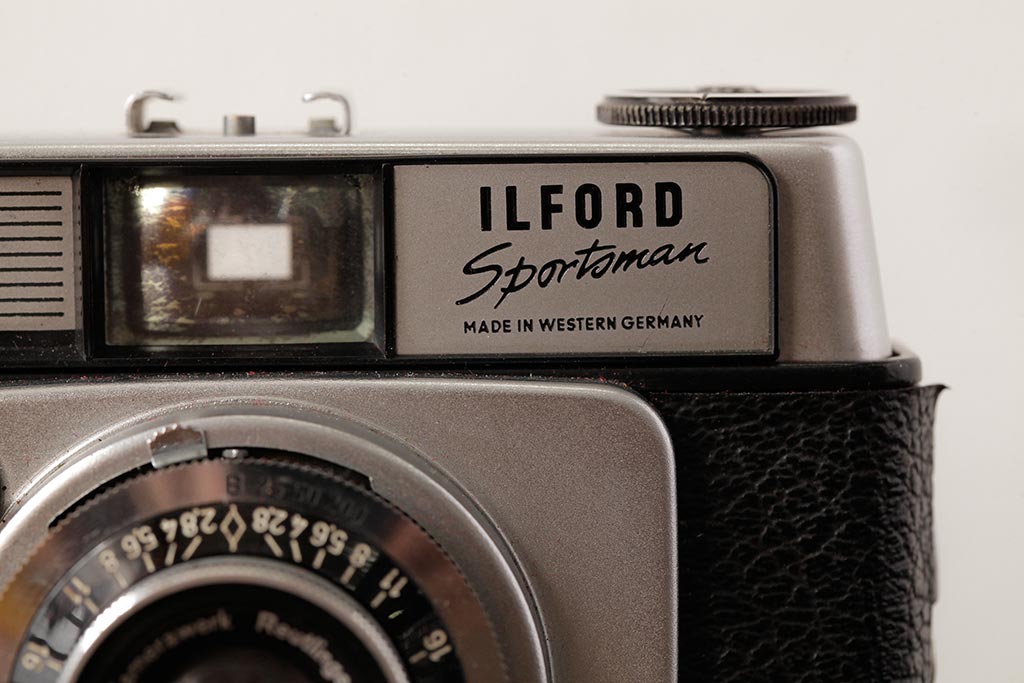ヴィンテージ雑貨　ILFORD(イルフォード)　Sportsman(スポーツマン)　ケース・説明書付き　ドイツ製　35mmフィルム　ビンテージカメラ(R-038096)