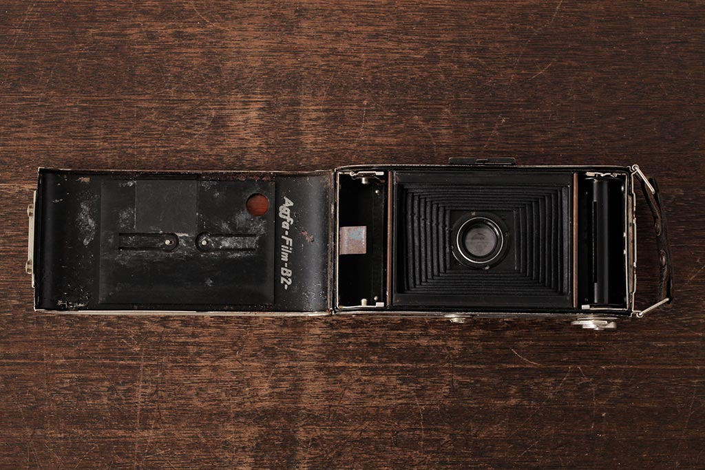 ヴィンテージ雑貨　Agfa(アグファ)　蛇腹カメラ　ケース付き　ドイツ製　ビンテージクラシックカメラ(R-038112)
